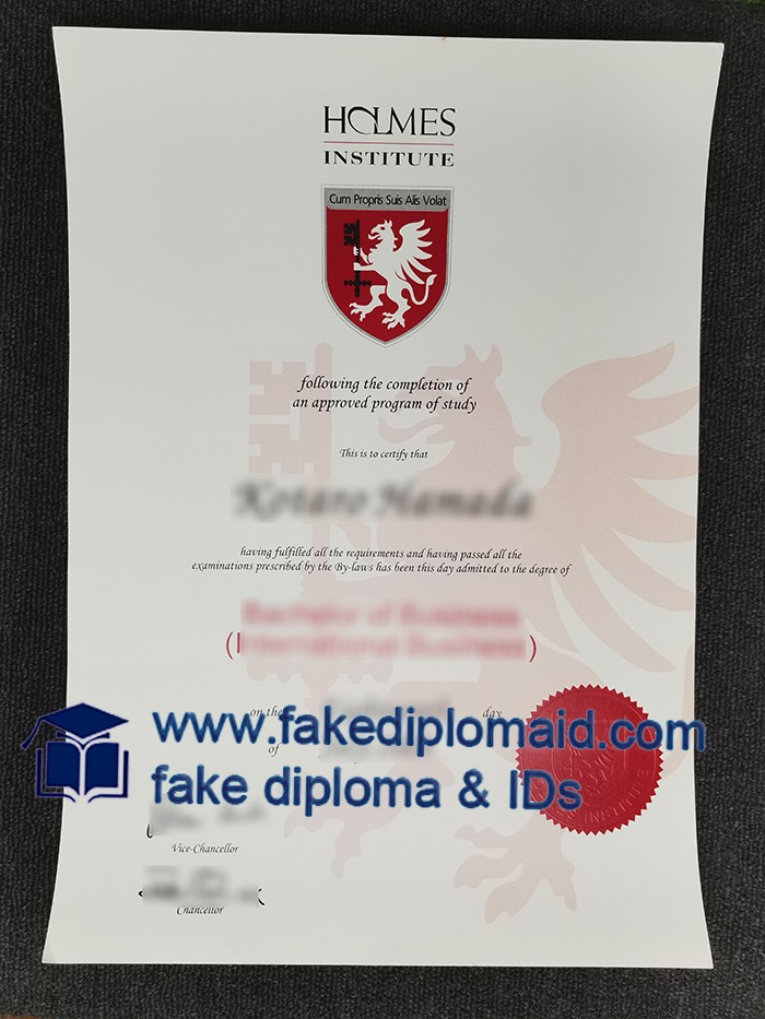 Holmes Institute diploma