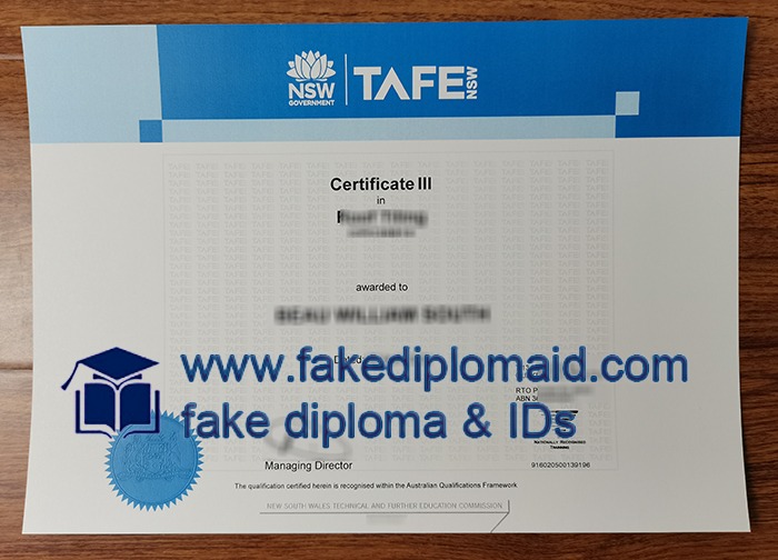 TAFE NSW certificate