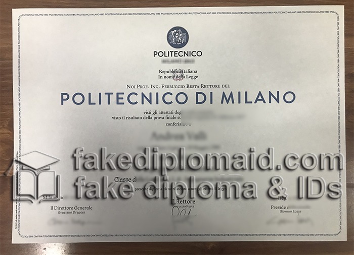 Politecnico Di Milano diploma