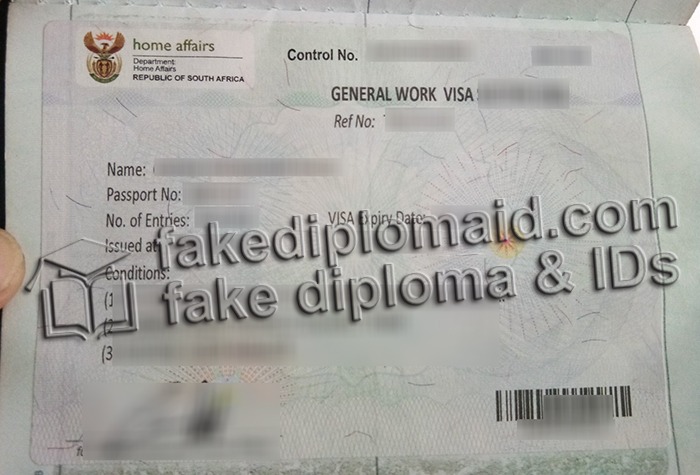 fake South Africa VISA