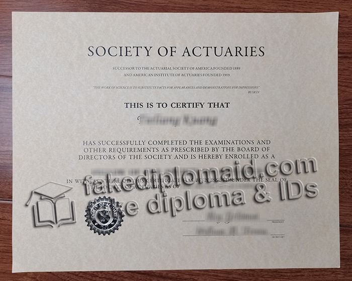 Society of Actuaries certificate