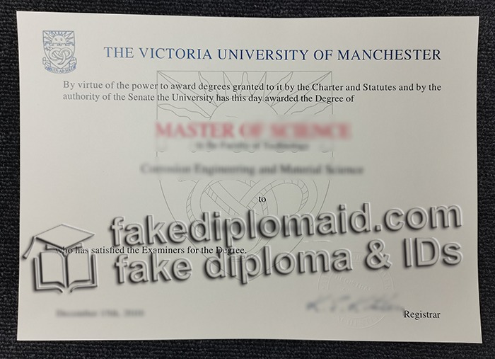Victoria University of Manchester diploma