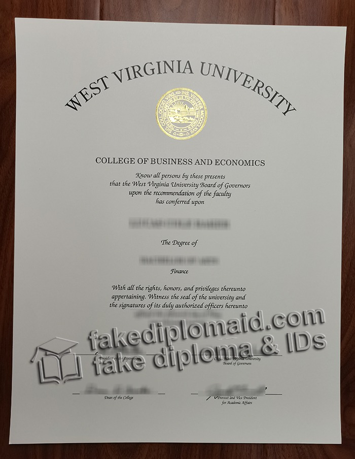fake West Virginia University diploma