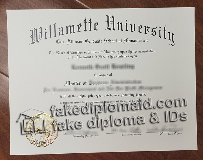 fake Willamette University diploma