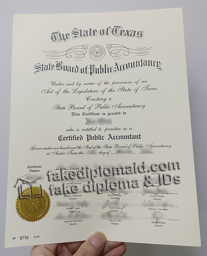 Texas CPA certificate