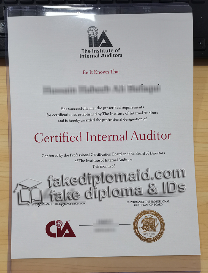 Certified Internal Auditor Certificate
