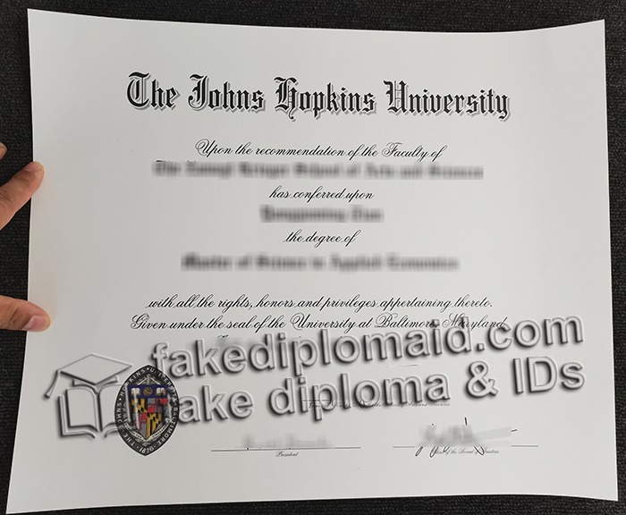 Johns Hopkins University diploma