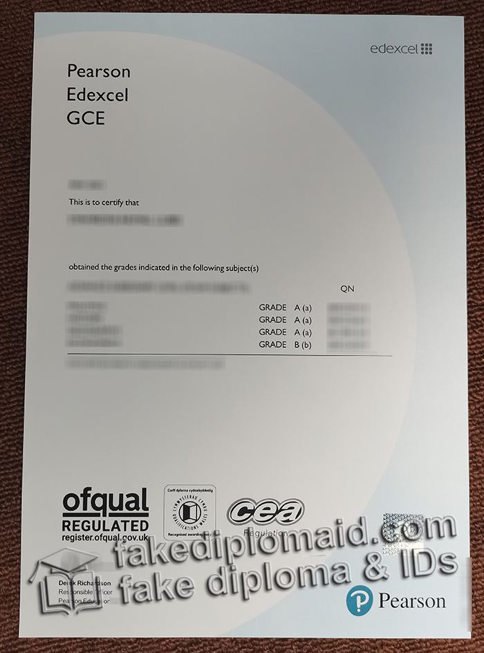 Pearson Edexcel GCE certificate