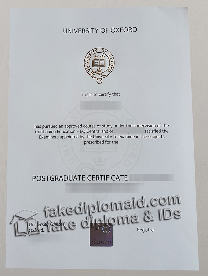 University of Oxford postgraduate certificate