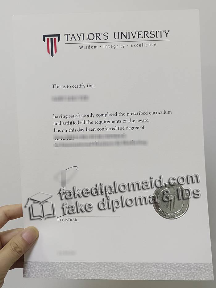 Taylor's University diploma