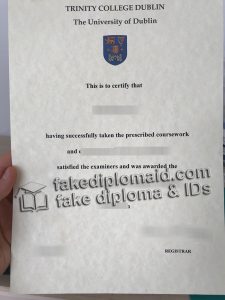 Trinity College Dublin degree certificate sample