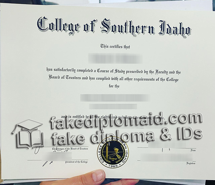 College of Southern Idaho diploma