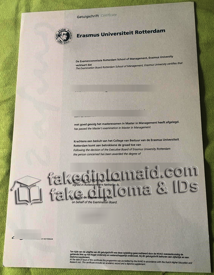 Erasmus University Rotterdam diploma