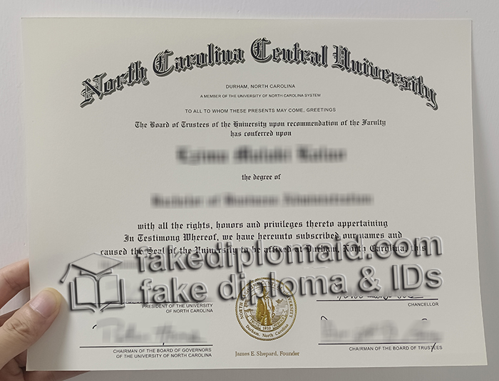 North Carolina Central University diploma