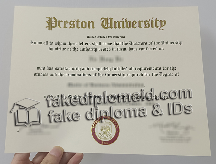 Preston University diploma