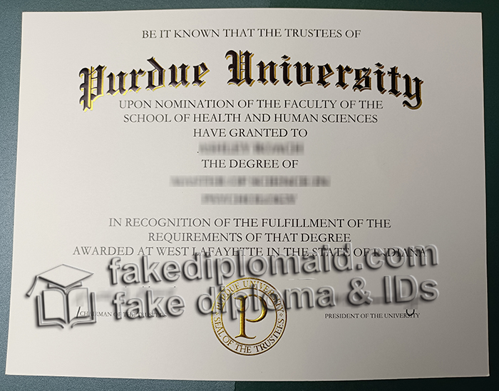 Purdue University diploma