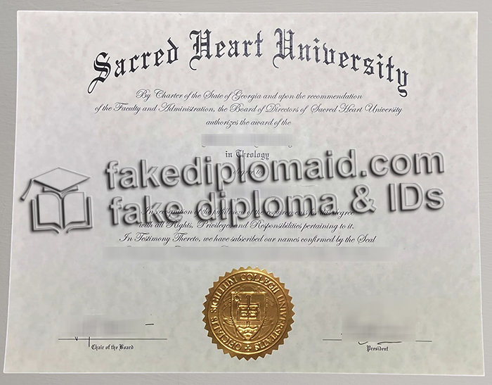 Sacred Heart University diploma