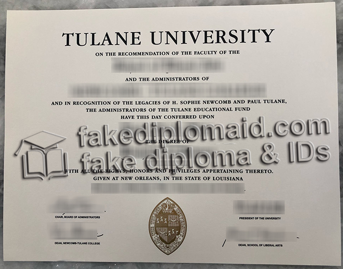 Tulane University diploma