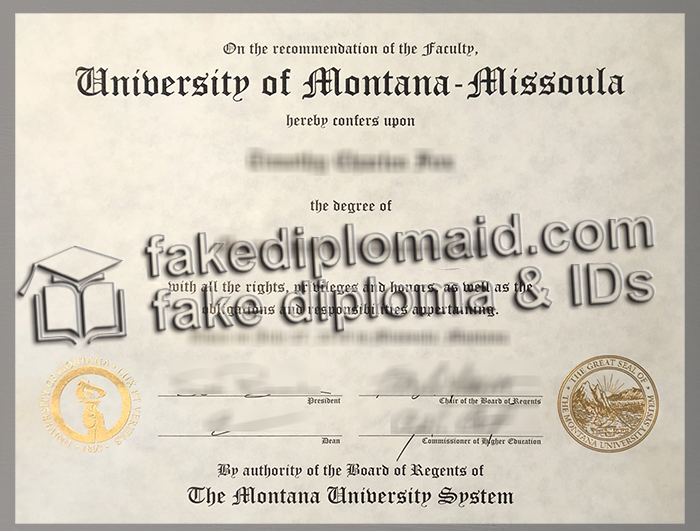 University of Montana diploma