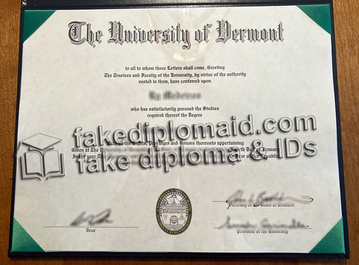 University of Vermont diploma