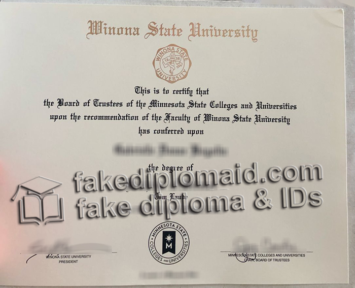 Winona State University diploma