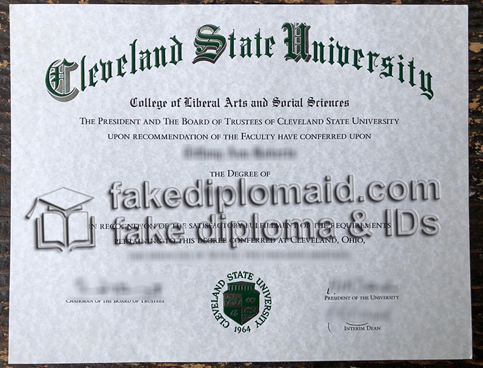 Cleveland State University diploma