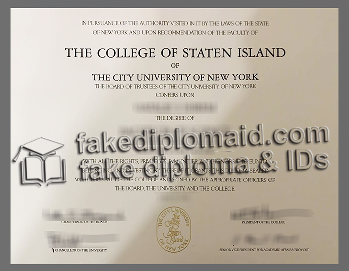 College of Staten Island diploma