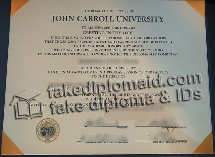 John Carroll University diploma