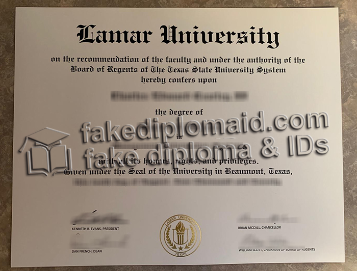 Lamar University diploma