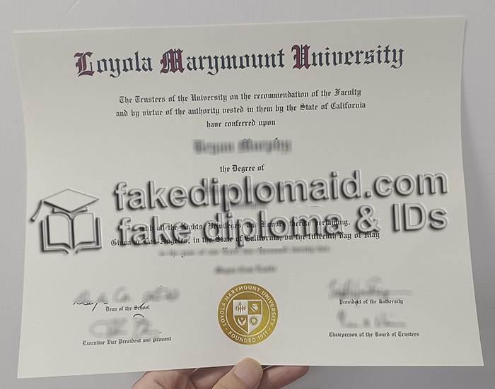 Loyola Marymount University diploma