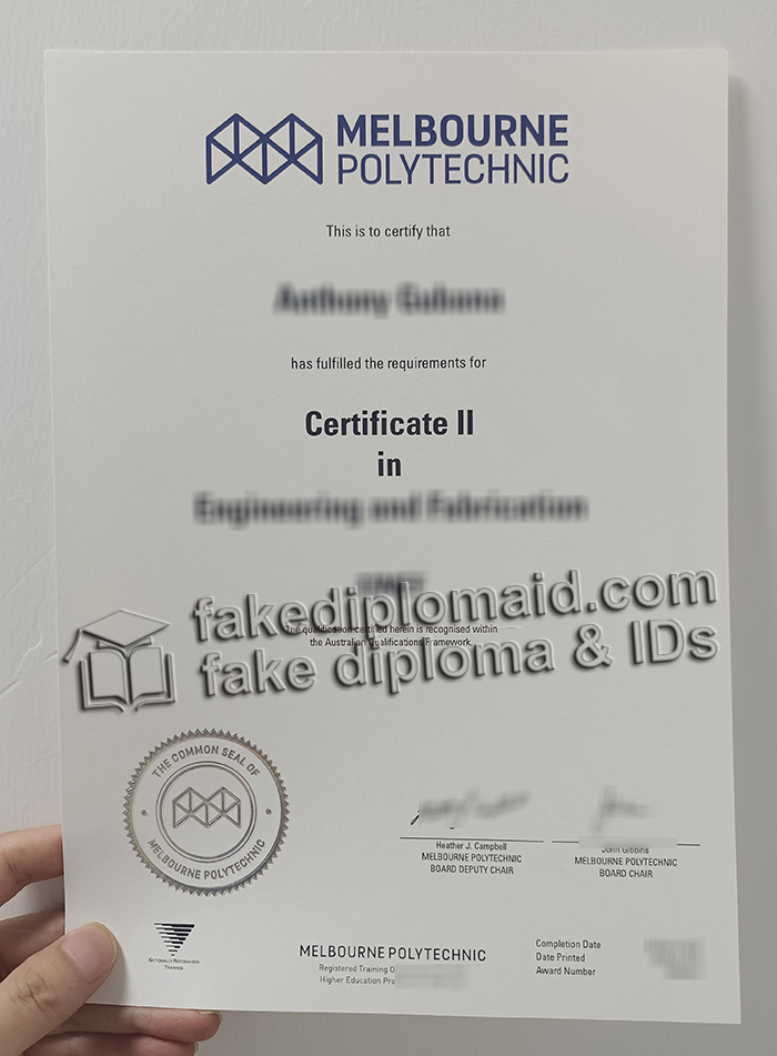 Melbourne Polytechnic certificate