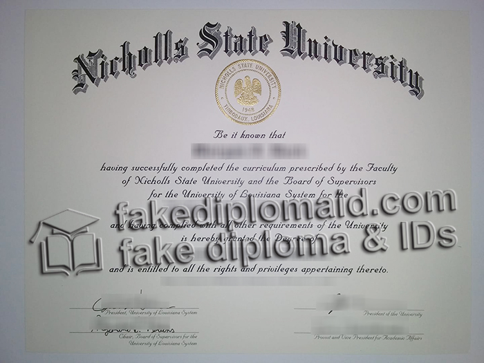 Nicholls State University diploma