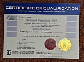 Ontario College of Trades Certificate