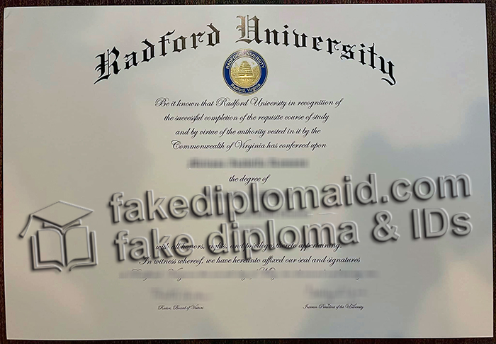 Radford University diploma