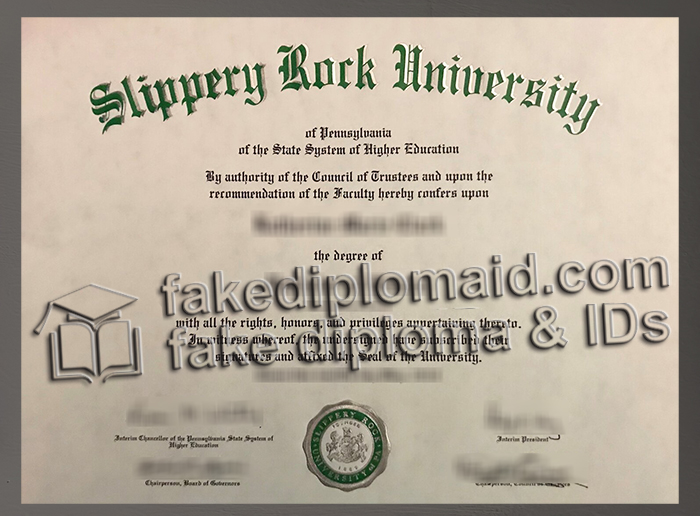 Slippery Rock University of Pennsylvania diploma