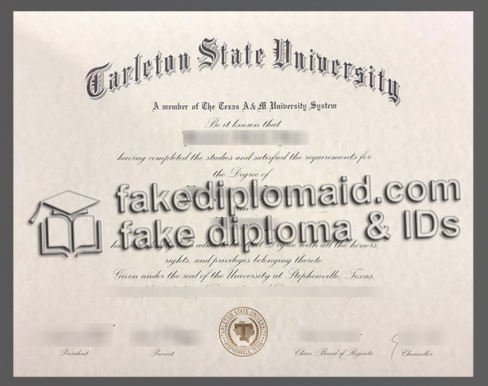 Tarleton State University diploma