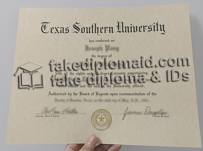 Texas Southern University diploma