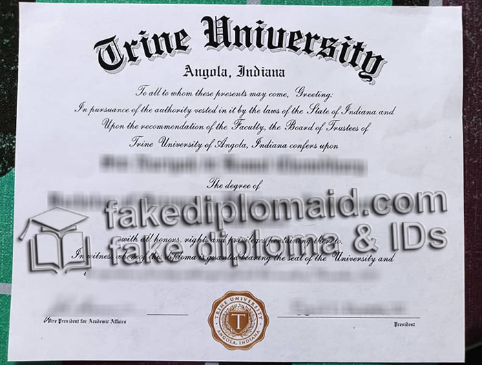 Trine University diploma
