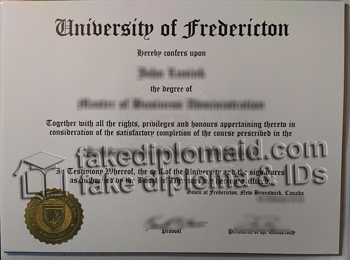 University of Fredericton diploma