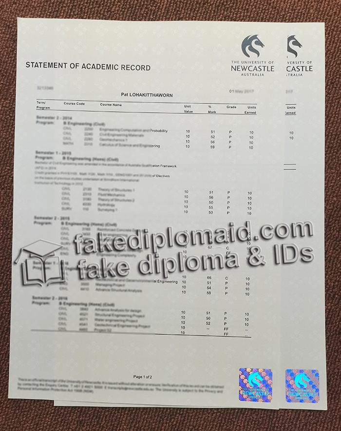 Newcastle University transcripts