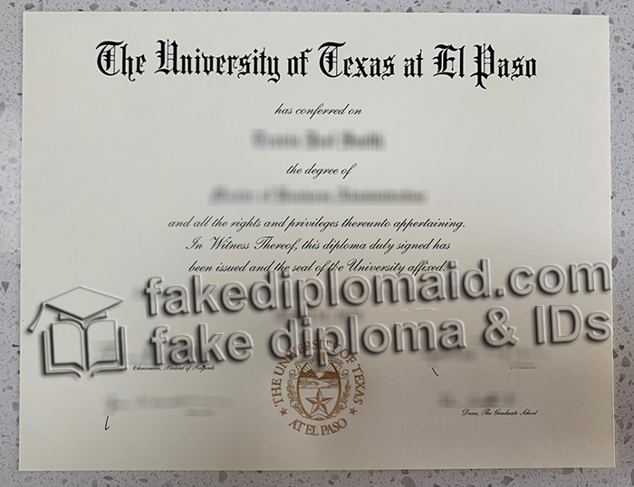 University of Texas at El Paso diploma