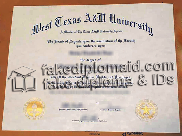 West Texas A&M University diploma