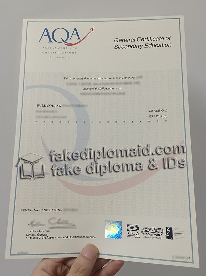 AQA GCSE certificate