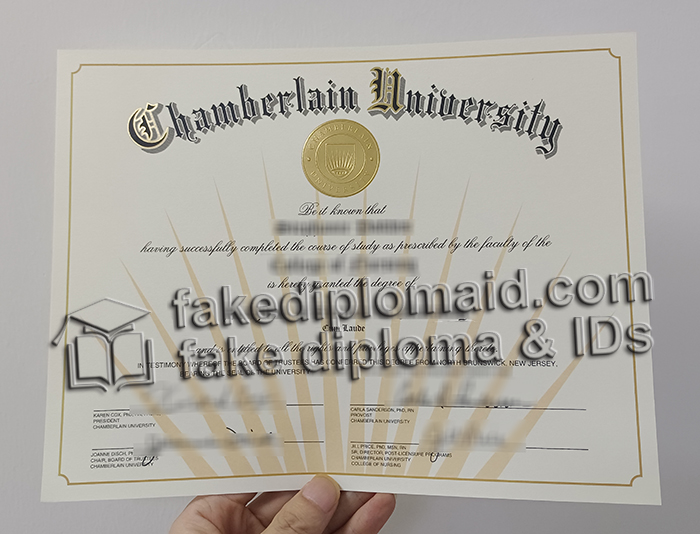 Chamberlain University diploma