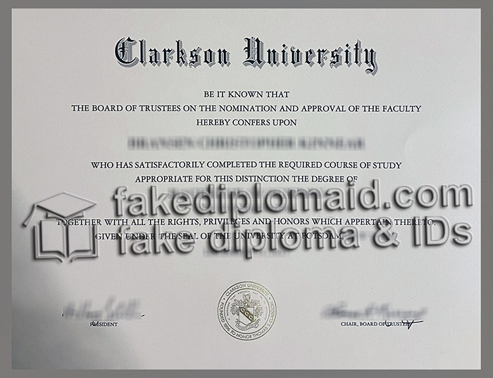 Clarkson University diploma