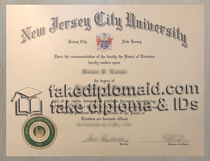 New Jersey City University diploma