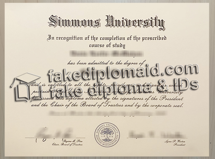 Simmons University diploma