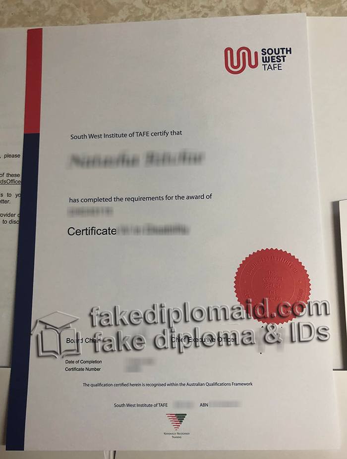 South West TAFE certificate