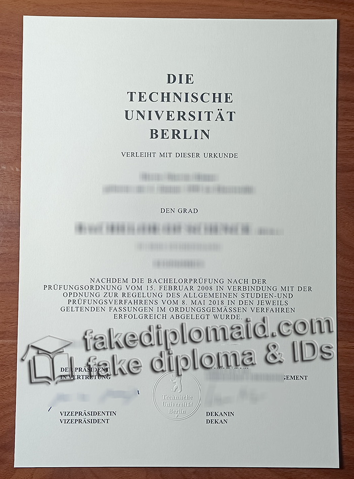 Technischen Universität Berlin diploma, TU Berlin diploma