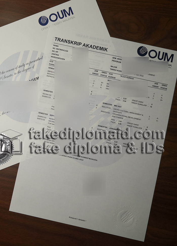 OUM academic transcript